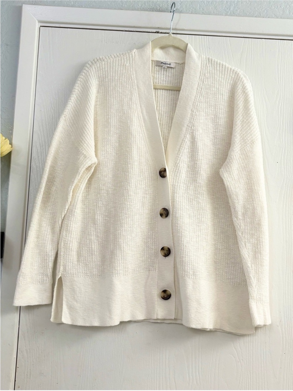 Madewell Lovell Oversized Ivory Button-Front Knit Cardigan Size XS